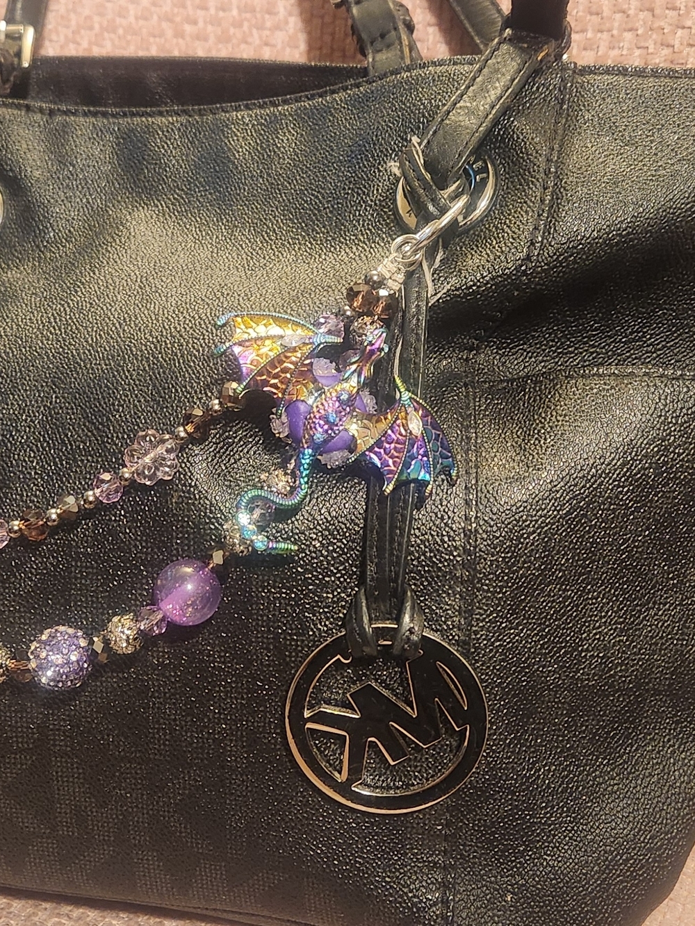 Iridescent Purple Dragon Charm Bag Accessory - Picture 5 of 5